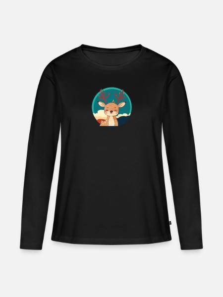 Hirschgeweih Hirschjagd - Frauen Premium Bio Langarmshirt - Schwarz