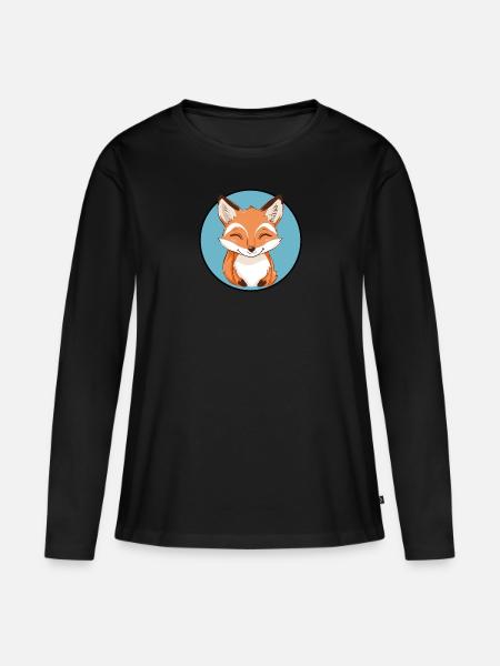 Fuchs Waldbewohner - Frauen Premium Bio Langarmshirt - Schwarz