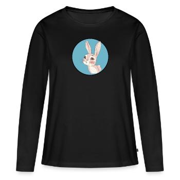 Lapin Lapin de Pâques - T-shirt manches longues Premium bio Femme - noir - Devant - Julia (174cm)