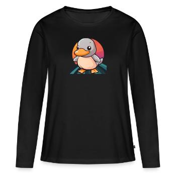 Caneton de canard - T-shirt manches longues Premium bio Femme - noir - Devant - Julia (174cm)