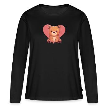 Baer Grizzly - Frauen Premium Bio Langarmshirt - Schwarz - Vorne - Julia (174cm)