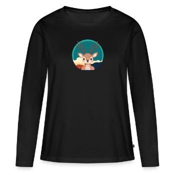 Forêt de bois de cerf de cerf - T-shirt manches longues Premium bio Femme - noir - Devant - Julia (174cm)
