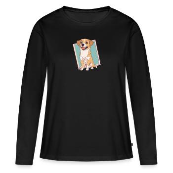 Hund Dackel Hundeliebhaber - Frauen Premium Bio Langarmshirt - Schwarz - Vorne - Julia (174cm)