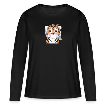 Chat domestique Tiger Cheetah - T-shirt manches longues Premium bio Femme - noir - Devant - Julia (174cm)