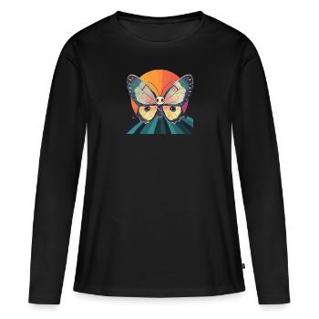 Papillon Animal Été - T-shirt manches longues Premium bio Femme - noir - Devant - Julia (174cm)