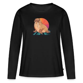 Otarie - T-shirt manches longues Premium bio Femme - noir - Devant - Julia (174cm)