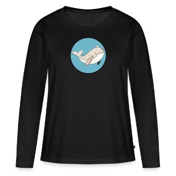 baleine, animaux marins, animaux marins - T-shirt manches longues Premium bio Femme - noir - Devant - Julia (174cm)