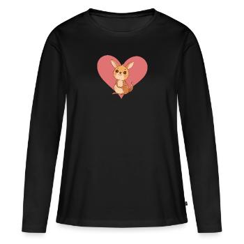 Kangaroo Aussie Beuteltier - Frauen Premium Bio Langarmshirt - Schwarz - Vorne - Julia (174cm)