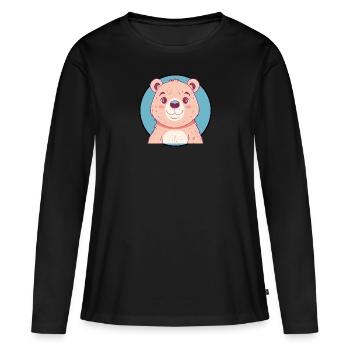 Baer Teddybär - Frauen Premium Bio Langarmshirt - Schwarz - Vorne - Julia (174cm)