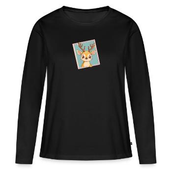 Bois de cerf Chasse au cerf - T-shirt manches longues Premium bio Femme - noir - Devant - Julia (174cm)