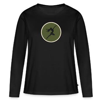 Gymnastique Entraîneur de gymnastique Équilibre sur les mains - T-shirt manches longues Premium bio Femme - noir - Devant - Julia (174cm)