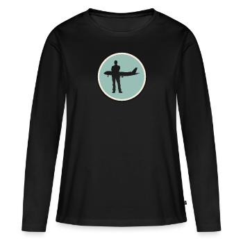 Flugbegleiter Flugzeug - Frauen Premium Bio Langarmshirt - Schwarz - Vorne - Julia (174cm)