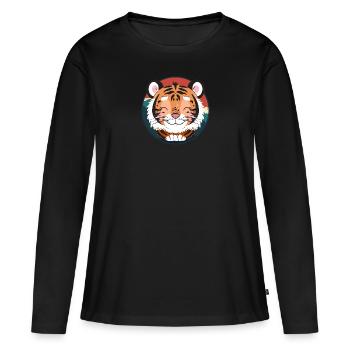 Chat domestique tigre - T-shirt manches longues Premium bio Femme - noir - Devant - Julia (174cm)
