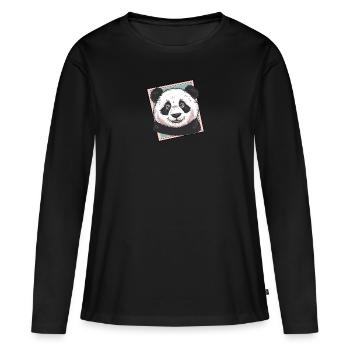 Panda Panda Ours - T-shirt manches longues Premium bio Femme - noir - Devant - Julia (174cm)