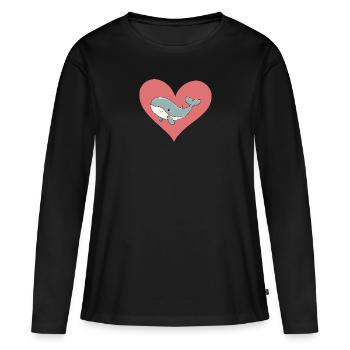 Meeresleben Wale Unter Wasser - Frauen Premium Bio Langarmshirt - Schwarz - Vorne - Julia (174cm)
