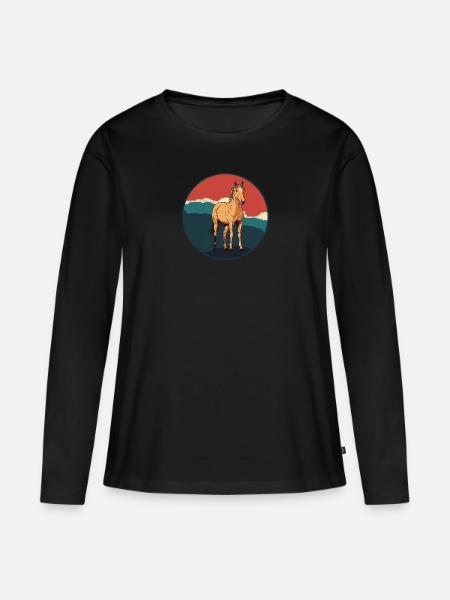 Pferd Reiter Hufe - Frauen Premium Bio Langarmshirt - Schwarz