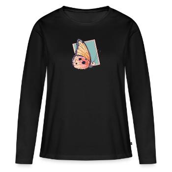 Papillon Papillon Été - T-shirt manches longues Premium bio Femme - noir - Devant - Julia (174cm)