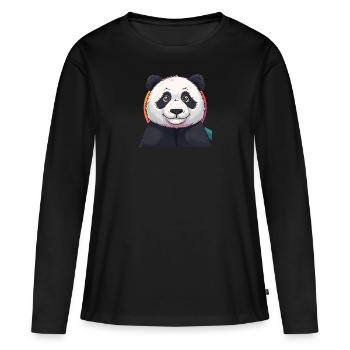 Panda Bar - T-shirt manches longues Premium bio Femme - noir - Devant - Julia (174cm)