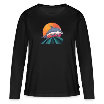 Dolphin Dolphins - Women's Premium Organic Long Sleeve Shirt - black - Front - Julia (174cm)
