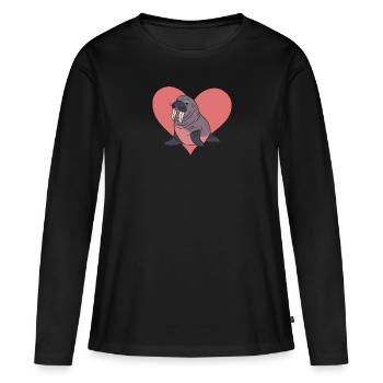 Walrus Sea Animals Manatee - Women's Premium Organic Long Sleeve Shirt - black - Front - Julia (174cm)