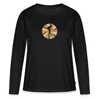Einradfahren Einrad Pedale - Frauen Premium Bio Langarmshirt - Schwarz - Vorne - Julia (174cm)