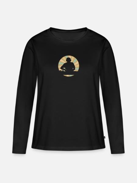 DJ Techno Electro - Frauen Premium Bio Langarmshirt - Schwarz