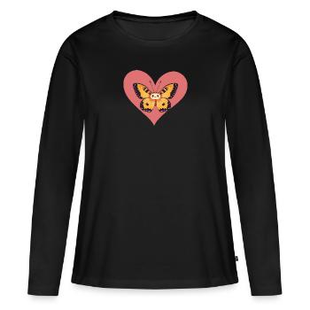 Papillon Printemps Habitants de la forêt - T-shirt manches longues Premium bio Femme - noir - Devant - Julia (174cm)