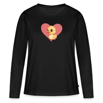 Canetons à bec - T-shirt manches longues Premium bio Femme - noir - Devant - Julia (174cm)