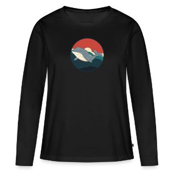 Aileron de baleine - T-shirt manches longues Premium bio Femme - noir - Devant - Julia (174cm)