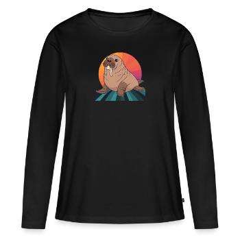 Morse, animaux, créature marine - T-shirt manches longues Premium bio Femme - noir - Devant - Julia (174cm)