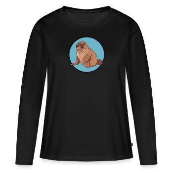 Animaux marins du morse - T-shirt manches longues Premium bio Femme - noir - Devant - Julia (174cm)