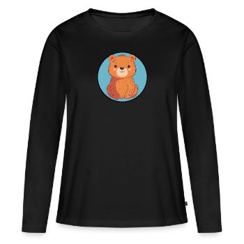 Baer Braunbär Grizzly - Frauen Premium Bio Langarmshirt - Schwarz - Vorne - Julia (174cm)