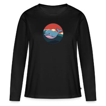 Wal Meerestiere Meeresleben - Frauen Premium Bio Langarmshirt - Schwarz - Vorne - Julia (174cm)