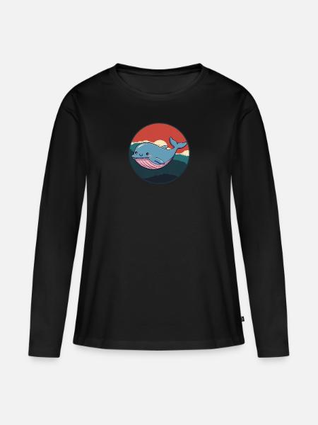Wal Meerestiere Meeresleben - Frauen Premium Bio Langarmshirt - Schwarz
