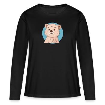 Baer Ours brun Habitant de la forêt - T-shirt manches longues Premium bio Femme - noir - Devant - Julia (174cm)
