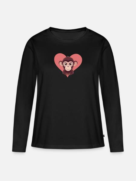 Affe Zootier - Frauen Premium Bio Langarmshirt - Schwarz