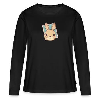 Lapin de Pâques Lapin - T-shirt manches longues Premium bio Femme - noir - Devant - Julia (174cm)