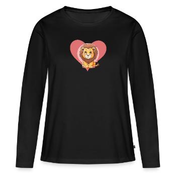 Loewe Lioness Lion Head - Women's Premium Organic Long Sleeve Shirt - black - Front - Julia (174cm)