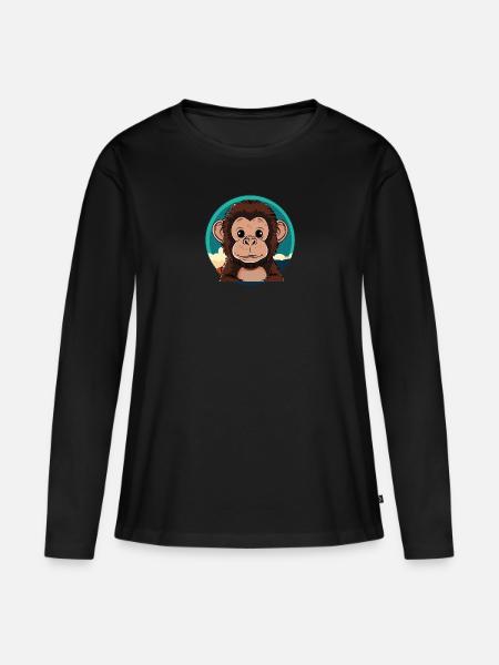 Affe Zootier - Frauen Premium Bio Langarmshirt - Schwarz