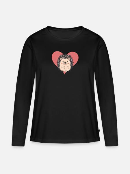 Igel Dornig Herbst - Frauen Premium Bio Langarmshirt - Schwarz