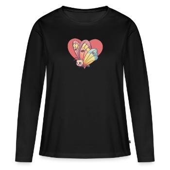 Papillon Papillon Amoureux des animaux - T-shirt manches longues Premium bio Femme - noir - Devant - Julia (174cm)