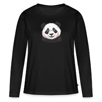 Panda Teddybär - Frauen Premium Bio Langarmshirt - Schwarz - Vorne - Julia (174cm)