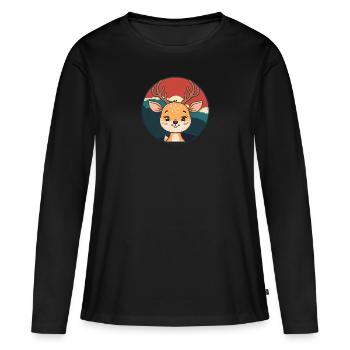 Cerf Habitants de la forêt Chasse au cerf - T-shirt manches longues Premium bio Femme - noir - Devant - Julia (174cm)
