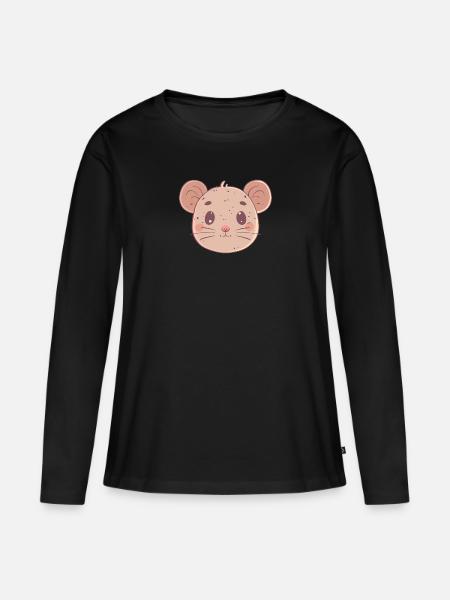 Mäuse Mäusezähnchen - Frauen Premium Bio Langarmshirt - Schwarz