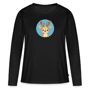 Deer Antlers Moose Deer Hunting - Women's Premium Organic Long Sleeve Shirt - black - Front - Julia (174cm)