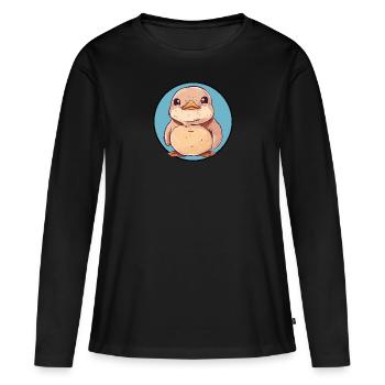 Caneton Oiseau - T-shirt manches longues Premium bio Femme - noir - Devant - Julia (174cm)