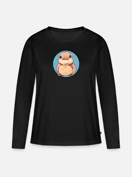 Entchen Vogel - Frauen Premium Bio Langarmshirt - Schwarz
