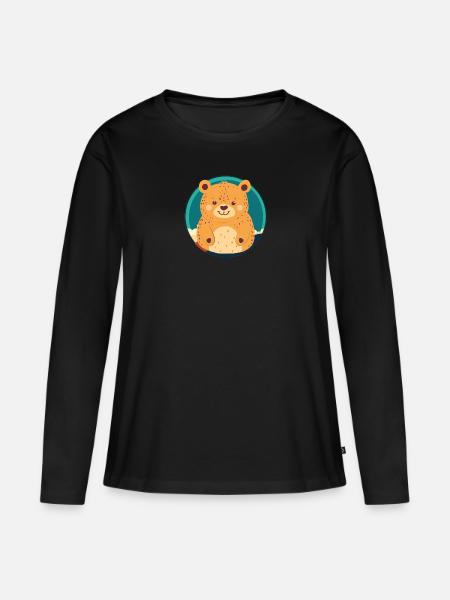 Baer Waldtier - Frauen Premium Bio Langarmshirt - Schwarz
