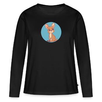 Kaenguru Sydney - Frauen Premium Bio Langarmshirt - Schwarz - Vorne - Julia (174cm)