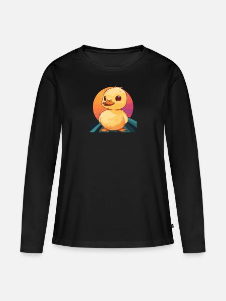 Schnabel Entchen Quak - Frauen Premium Bio Langarmshirt - Schwarz